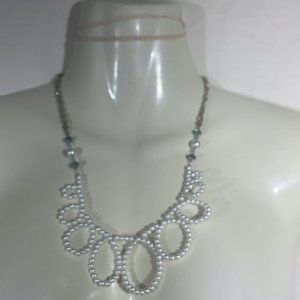 Pearls and Swirls Pearl and Crystal Choker Style Bridal Necklace 20inch